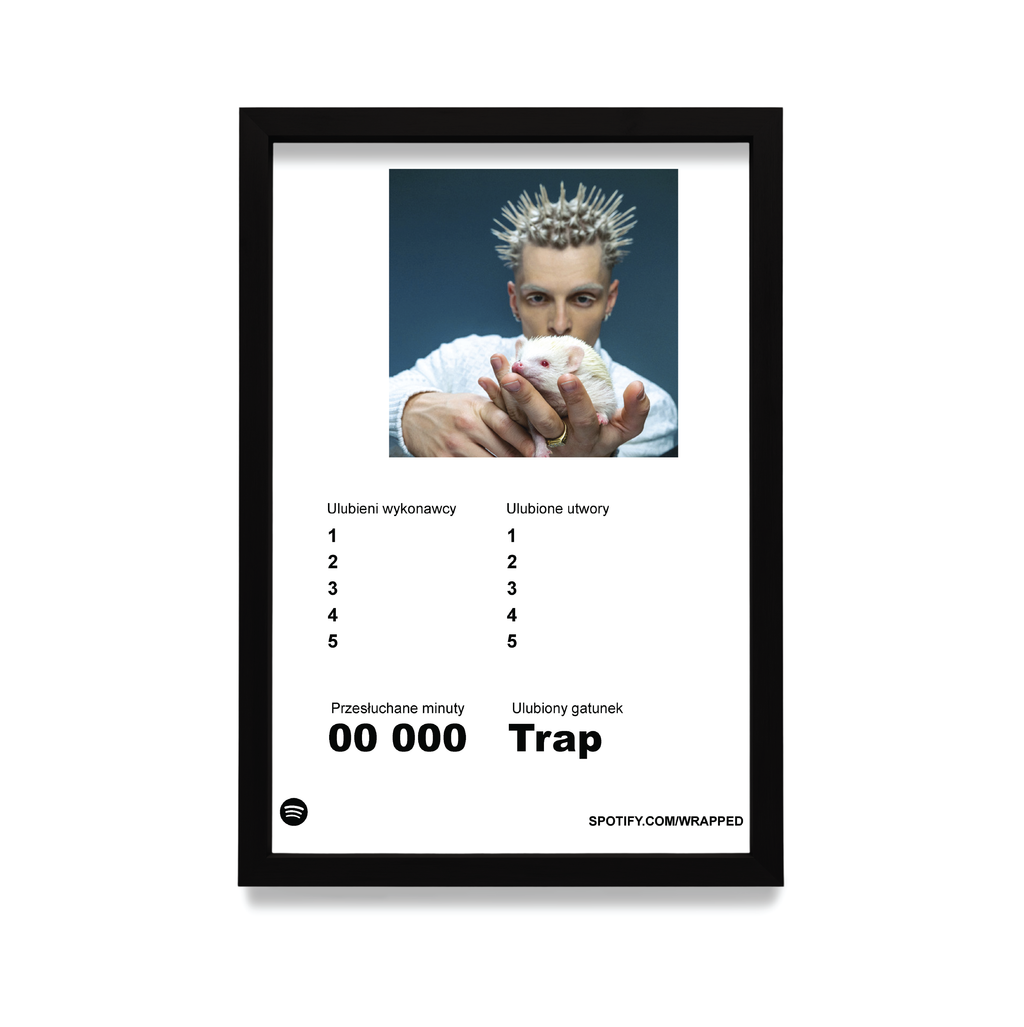 Personalizowany plakat z Spotify Wrapped w czarnej ramie