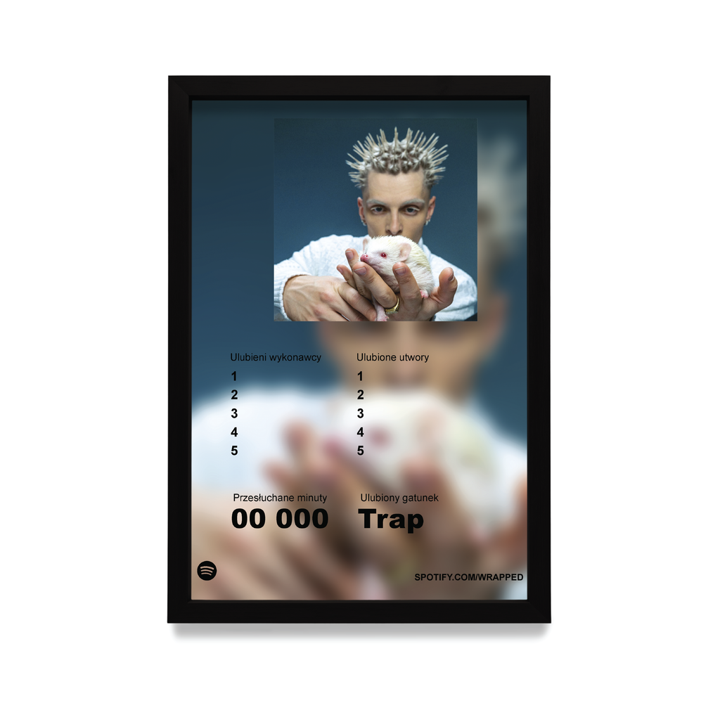 Personalizowany plakat z Spotify Wrapped w czarnej ramie