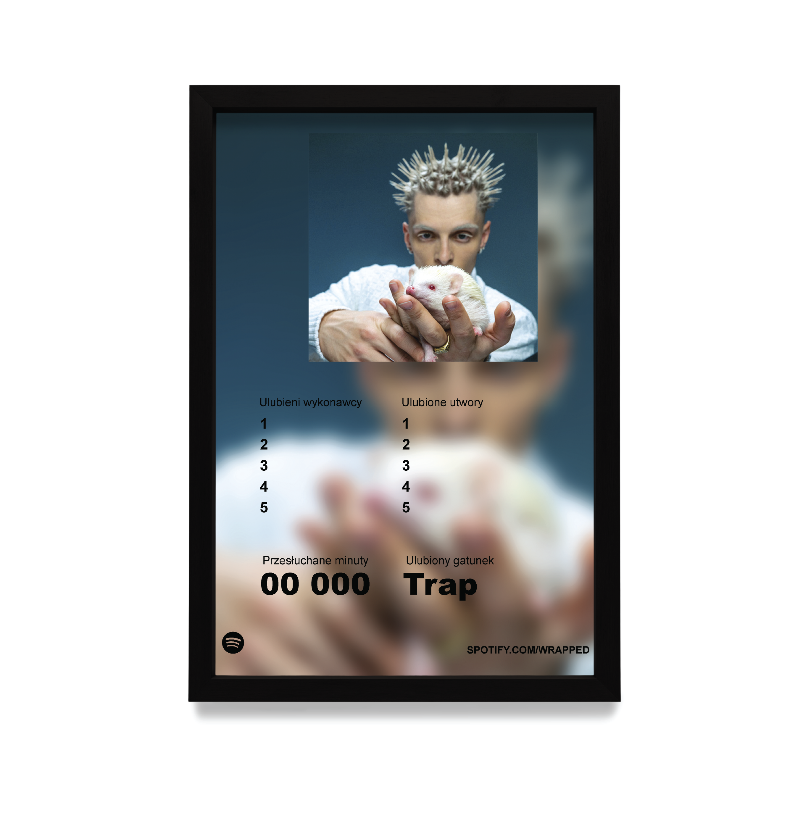 Personalizowany plakat z Spotify Wrapped w czarnej ramie