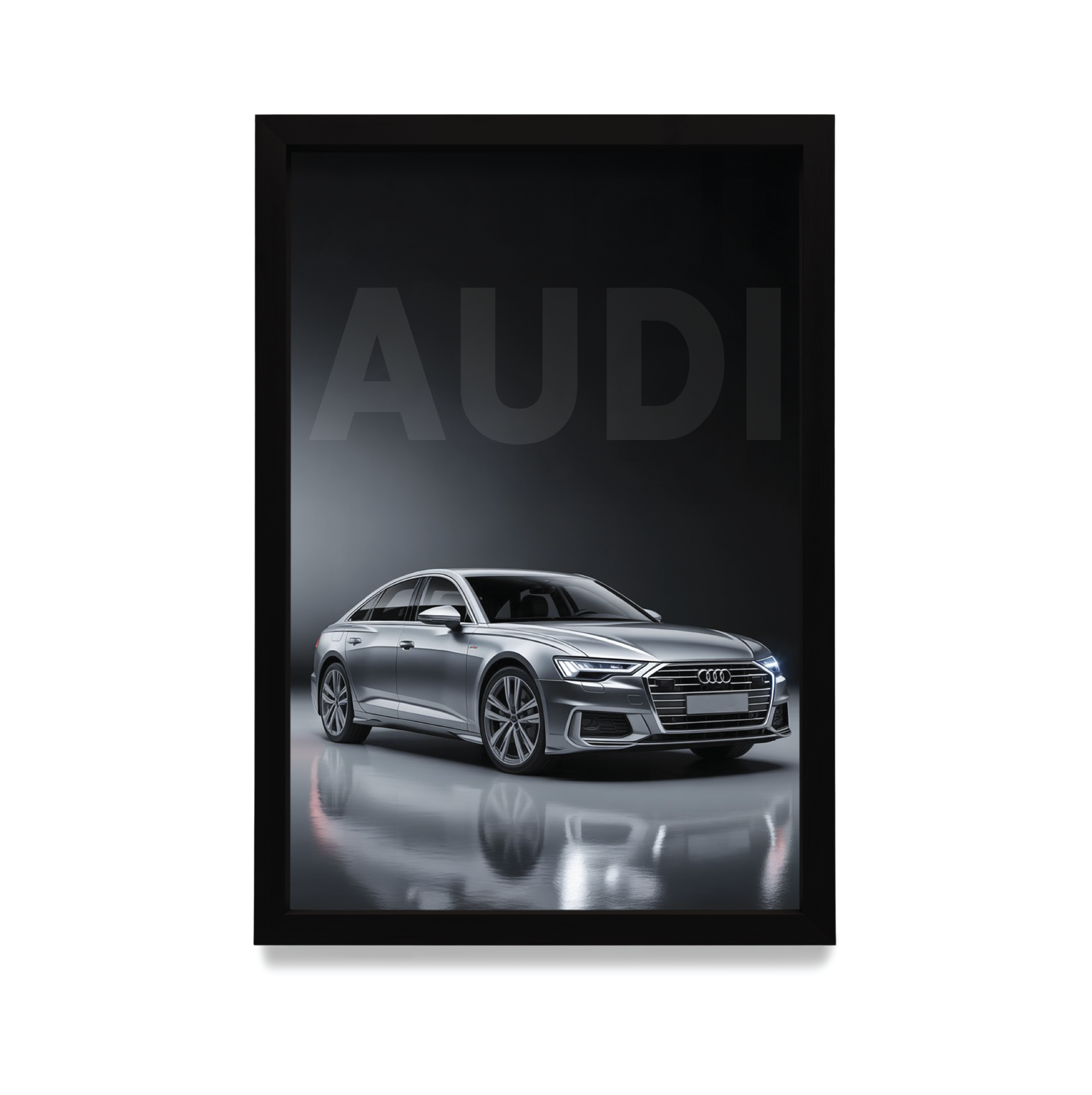 Plakat Audi w czarnej ramie