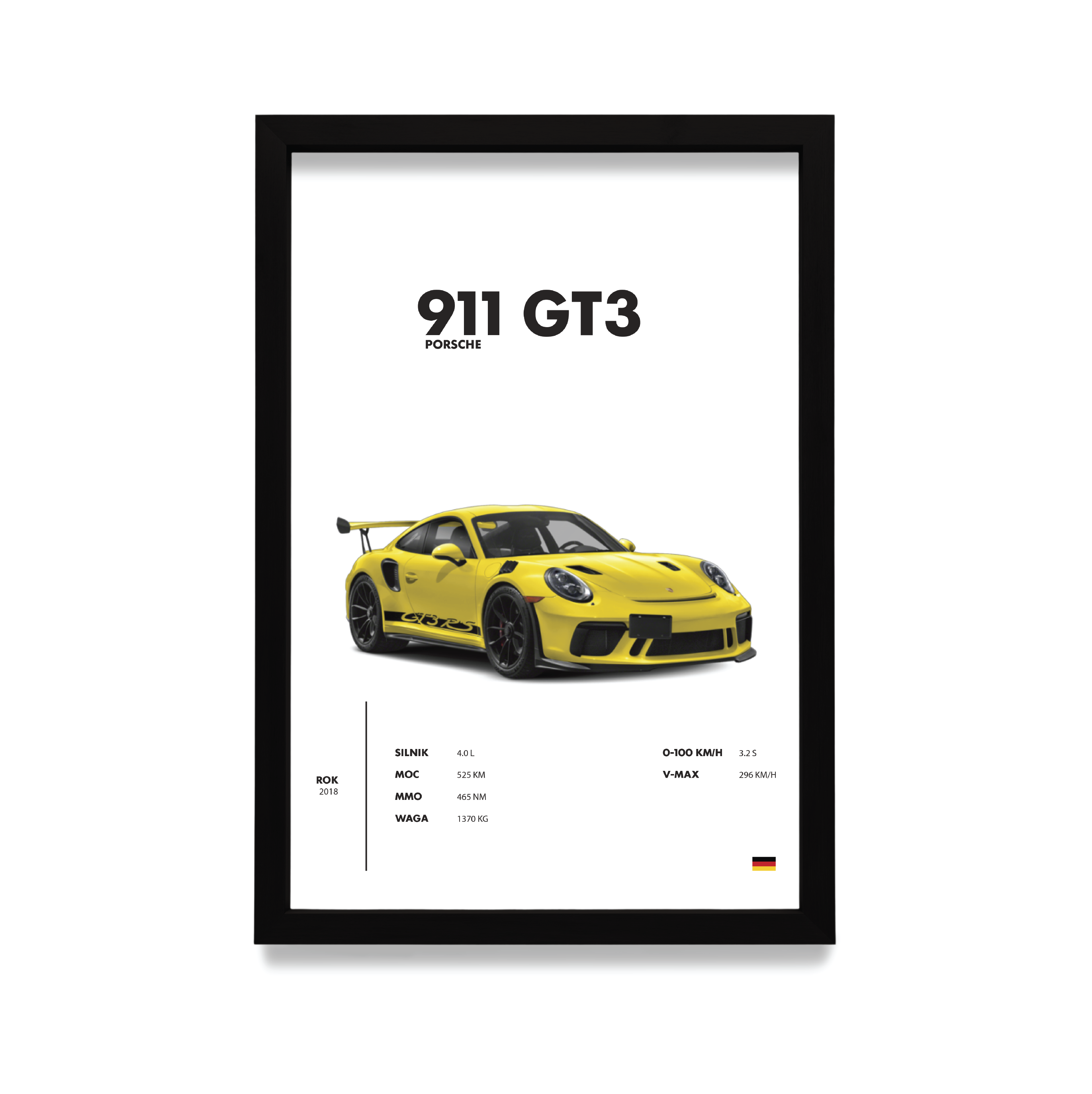 Plakat Porsche 911 w czarnej ramie