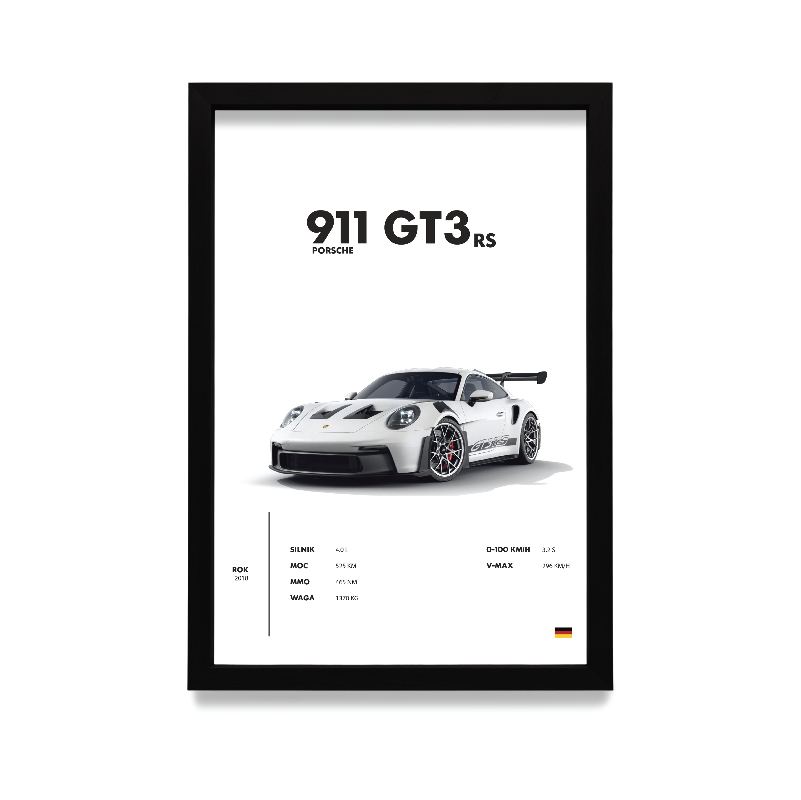 Plakat Porsche 911 w czarnej ramie