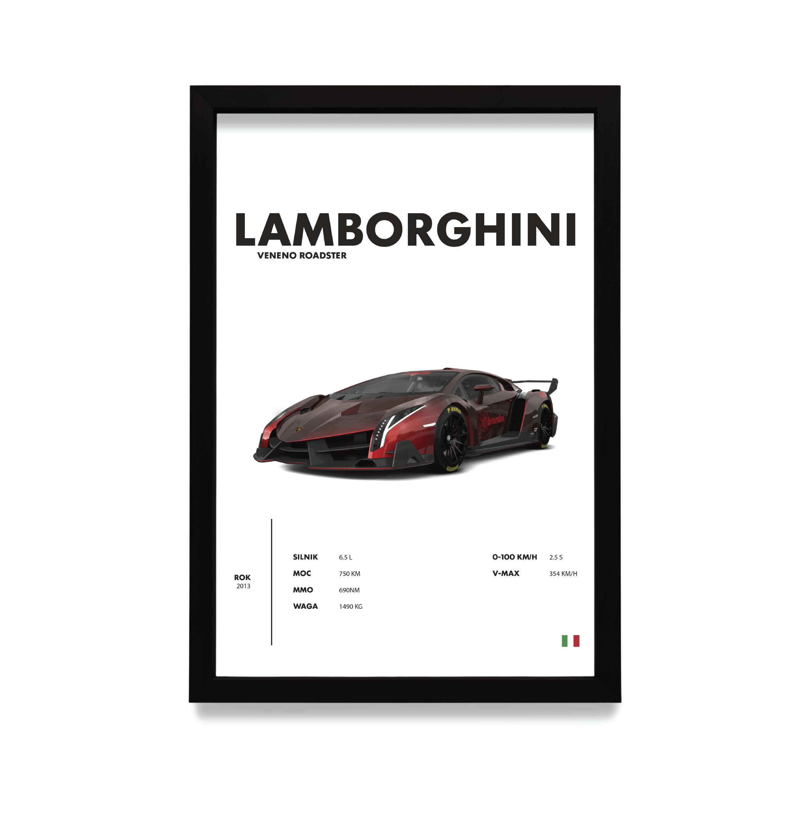 Plakat Lamborghini w czarnej ramie