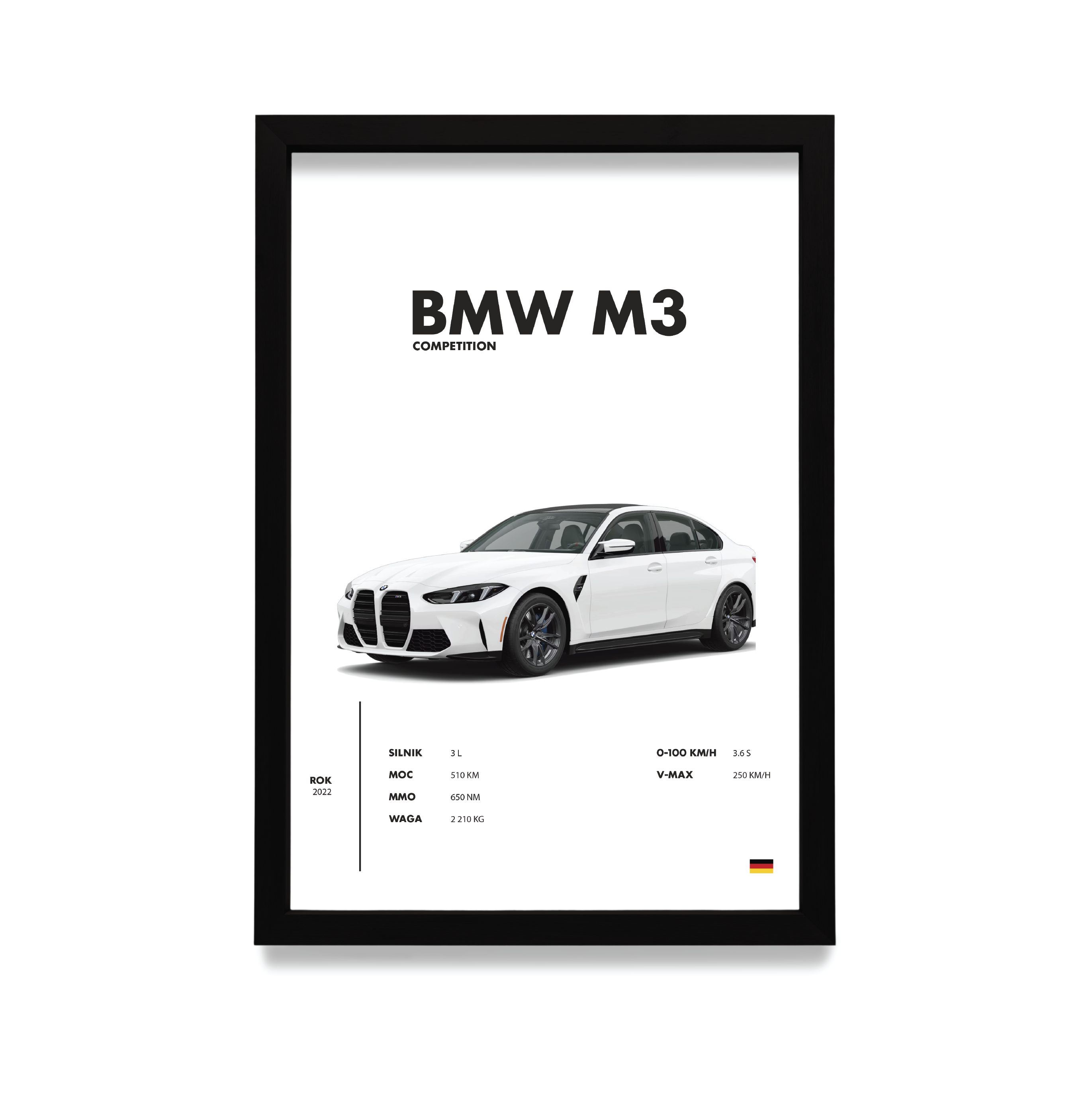 Plakat BMW M3 w czarnej ramie
