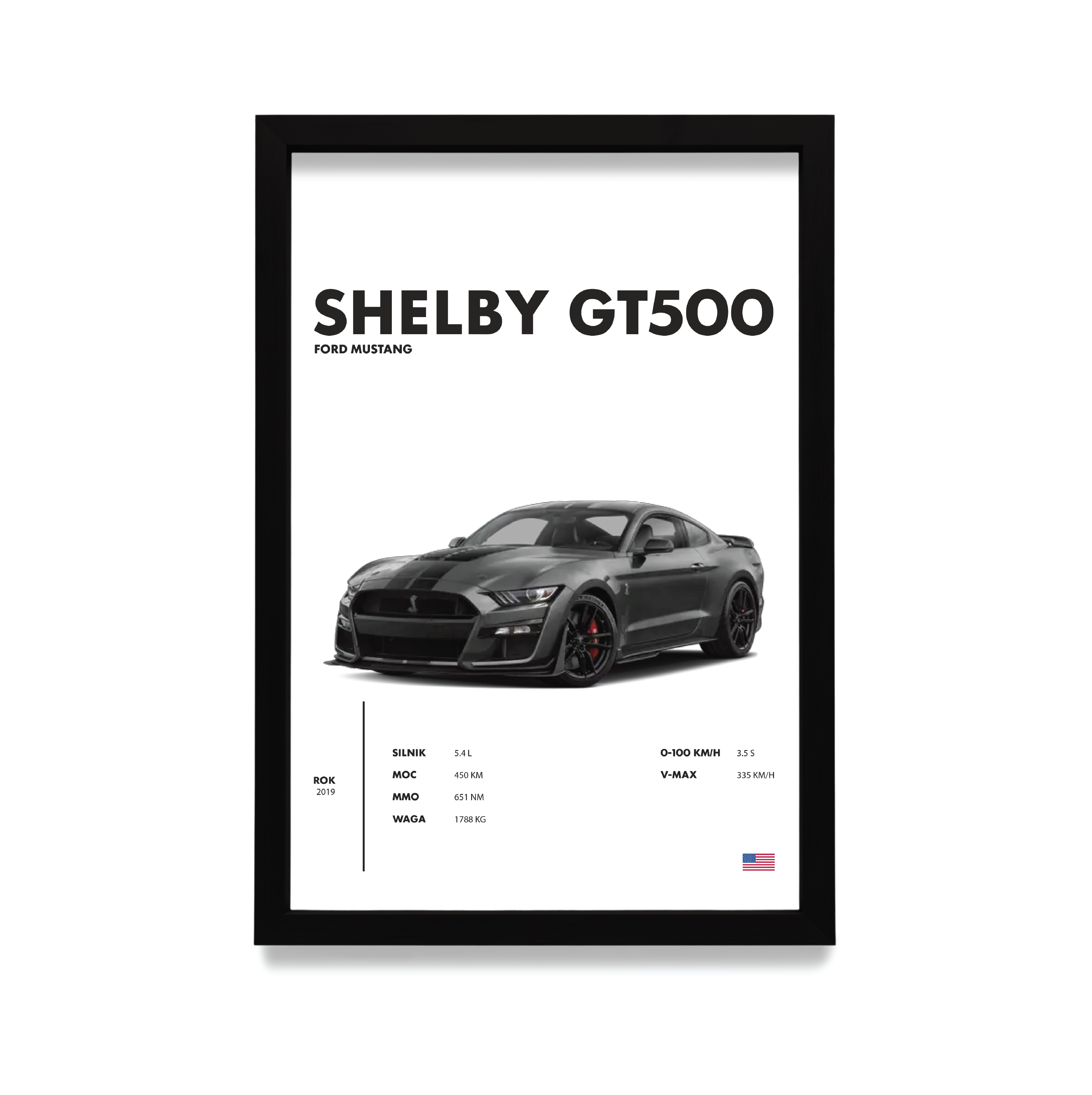 Plakat Ford Mustang w czarnej ramie
