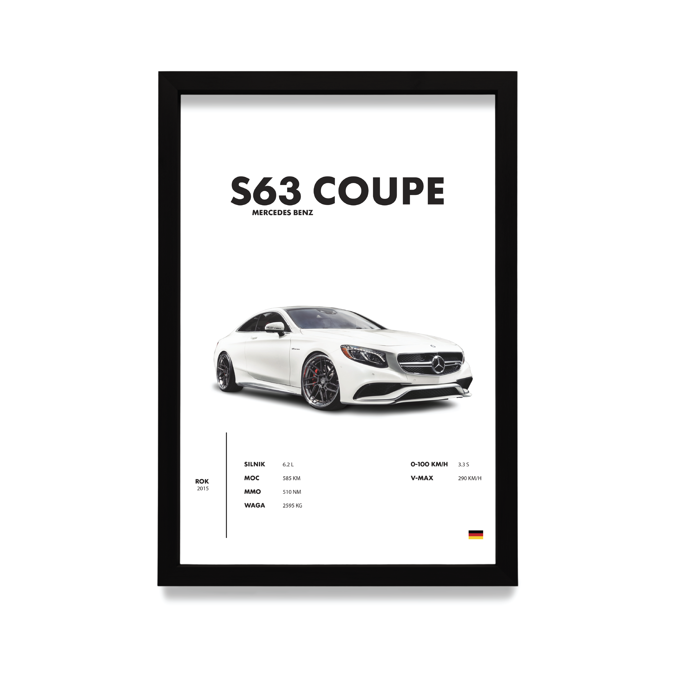 Plakat Mercedes Benz w czarnej ramie