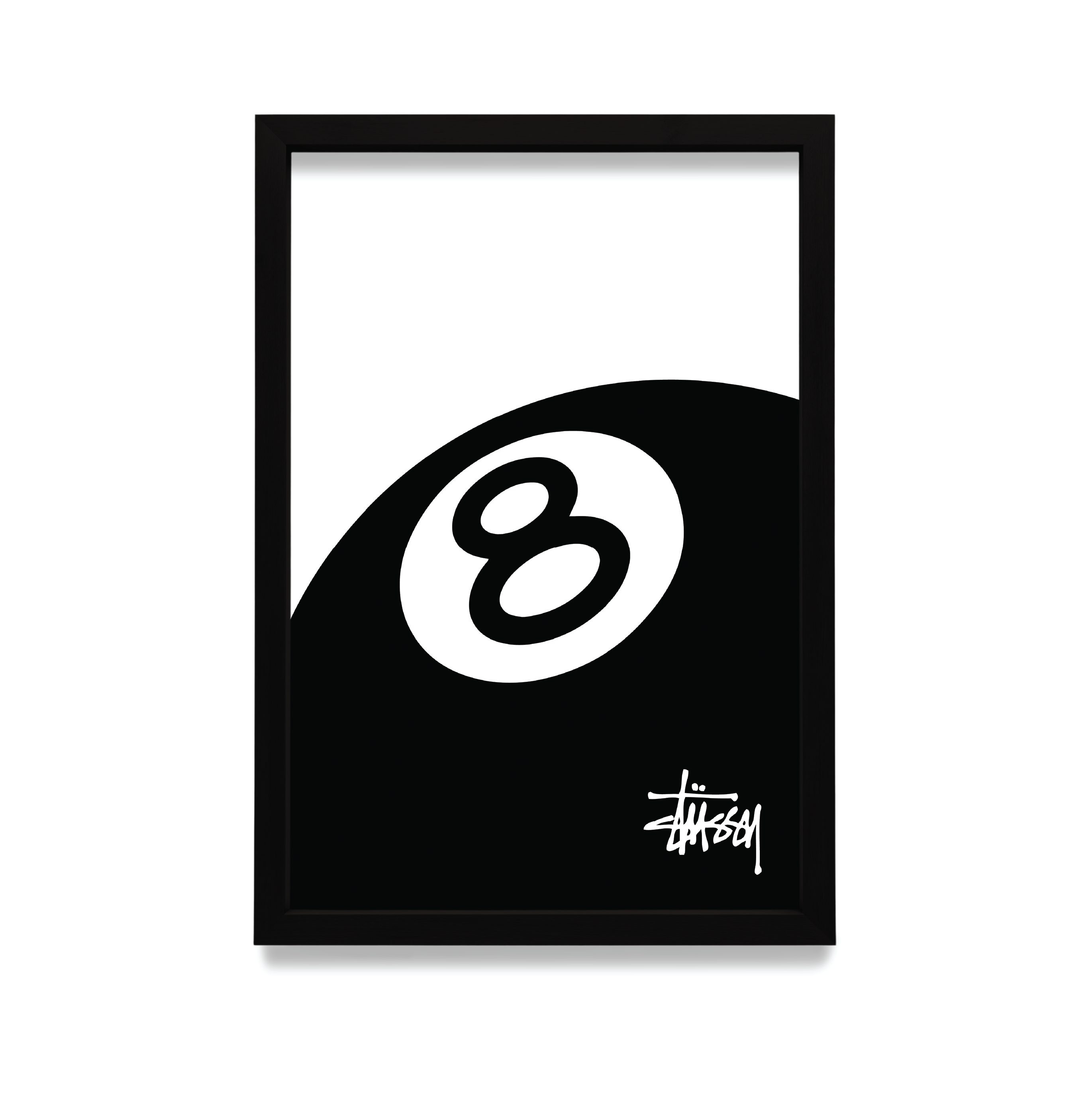 Plakat stussy w czarnej ramie