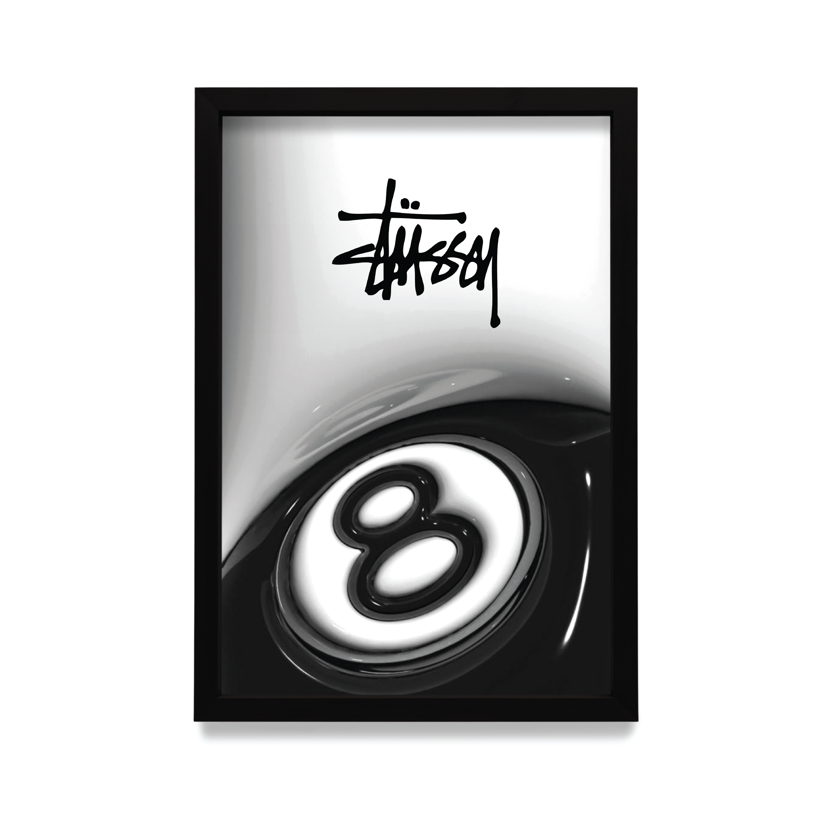 Plakat Stussy w  czarnej ramie