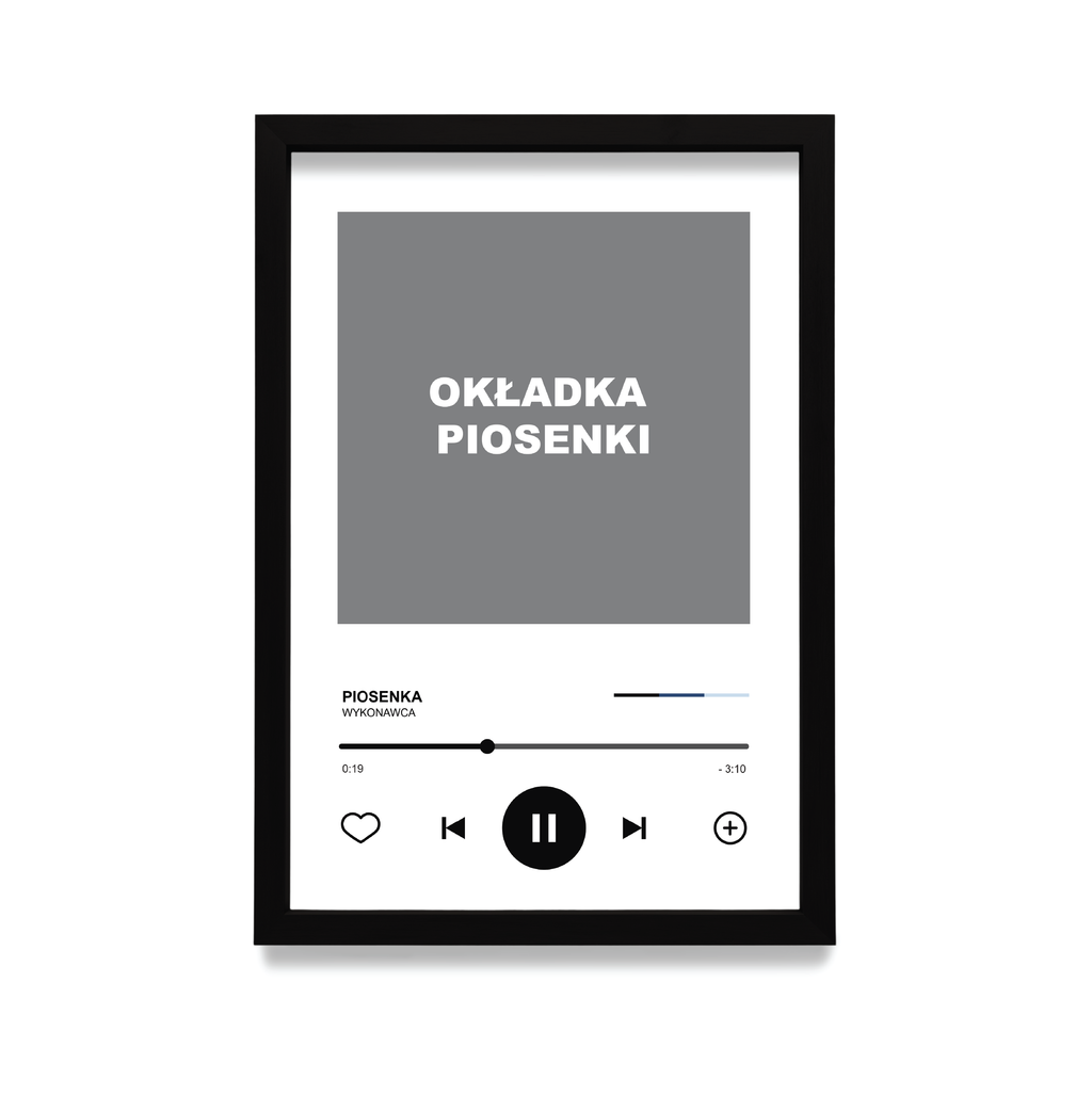 Personalizowany plakat z utworem muzycznym w czarnej ramie