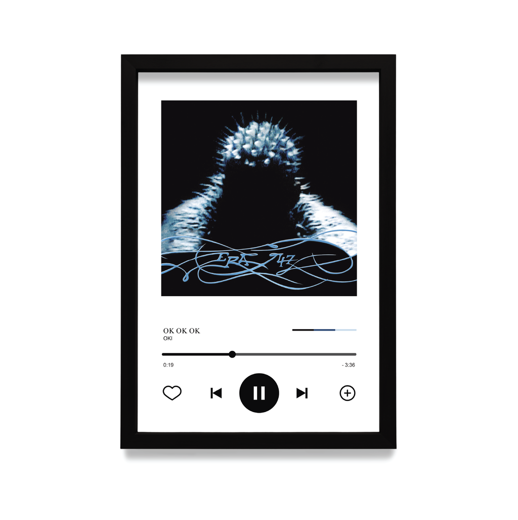 Personalizowany plakat z utworem muzycznym w czarnej ramie