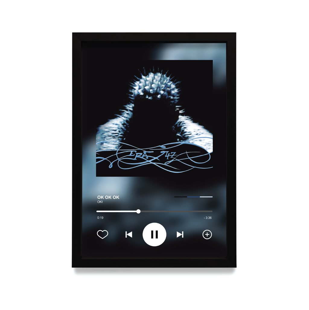 Personalizowany plakat z utworem muzycznym w czarnej ramie