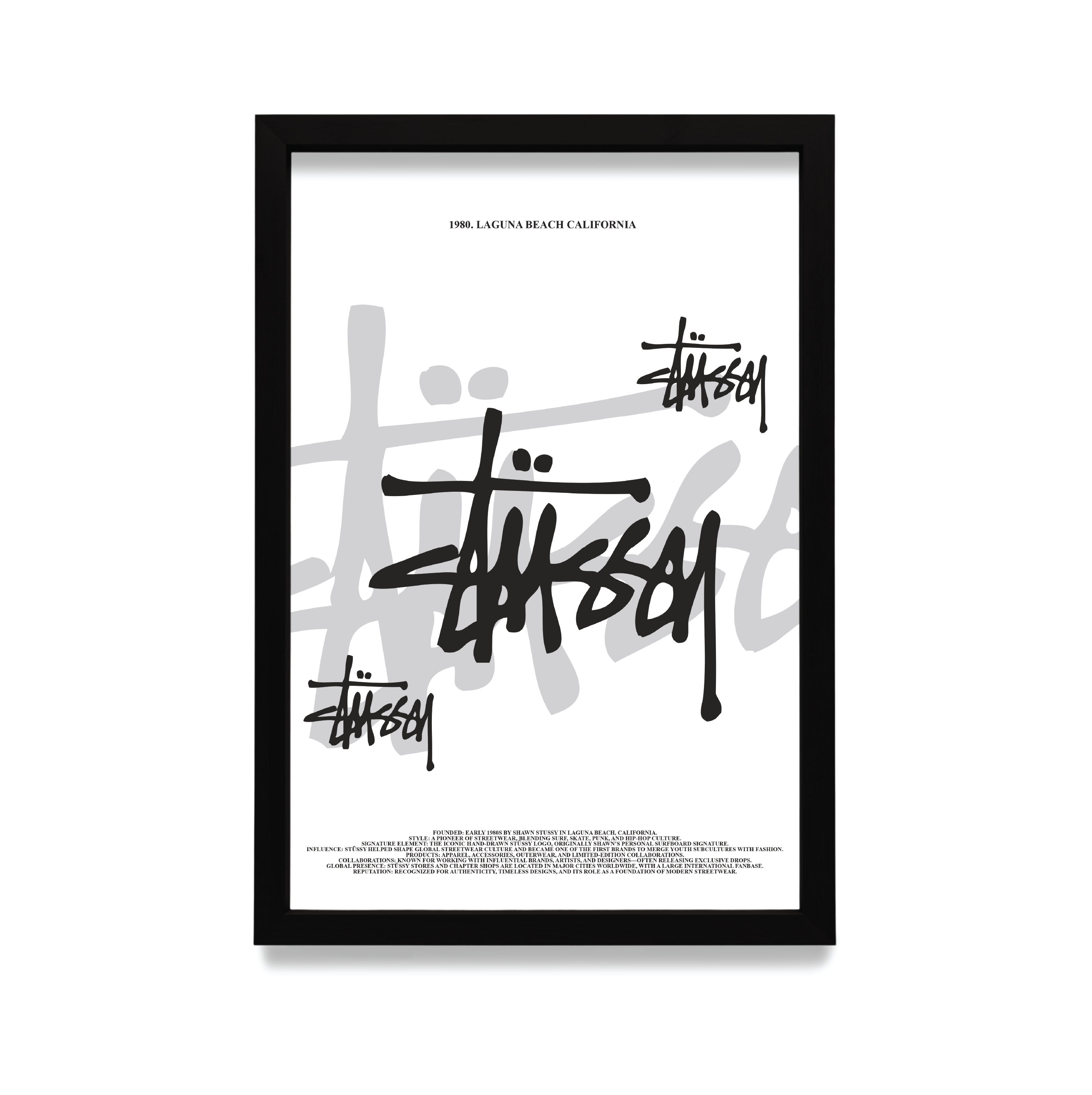 Plakat Stussy w czarnej ramie