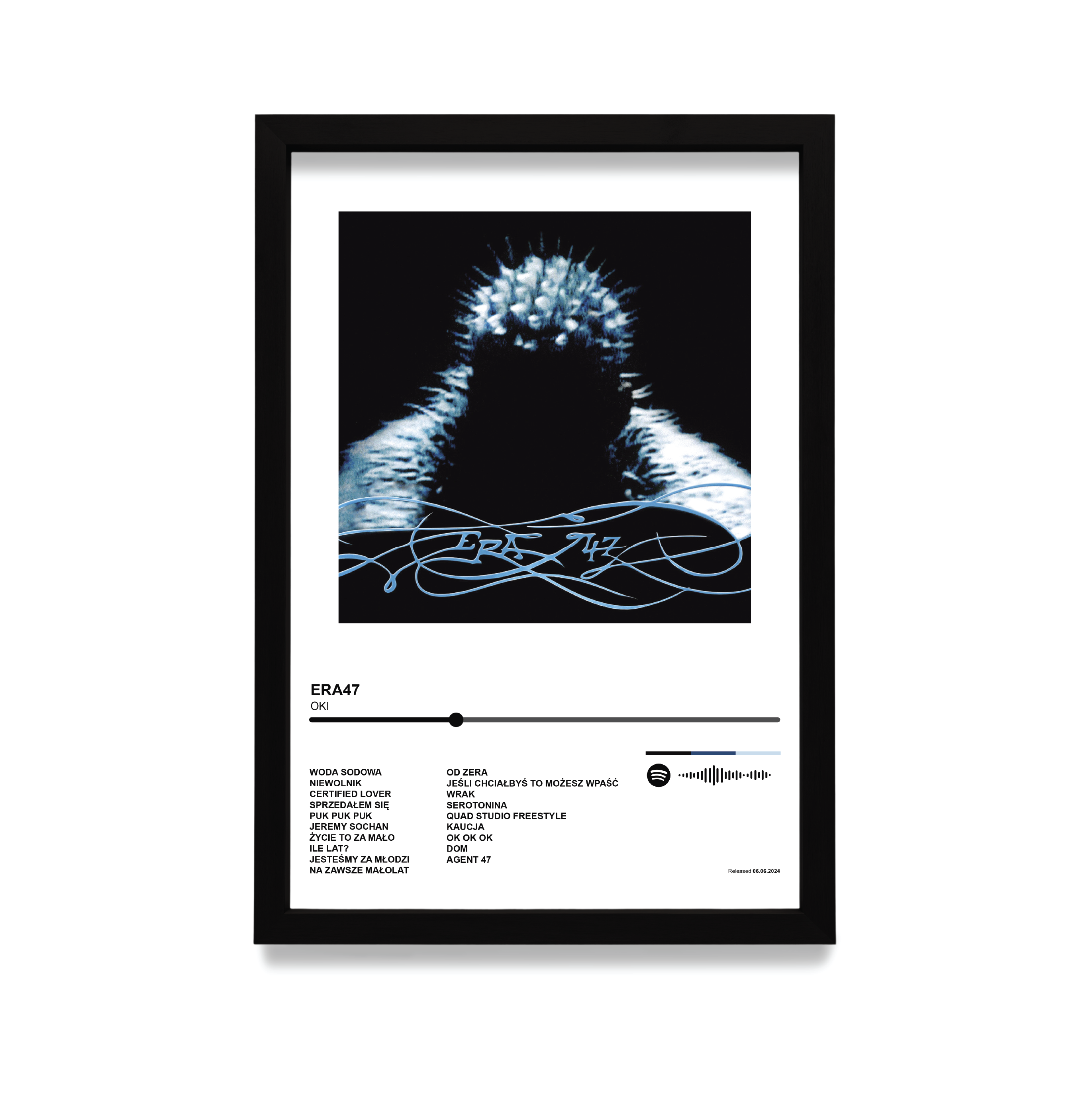 Personalizowany plakat z albumem muzycznym w czarnej ramie