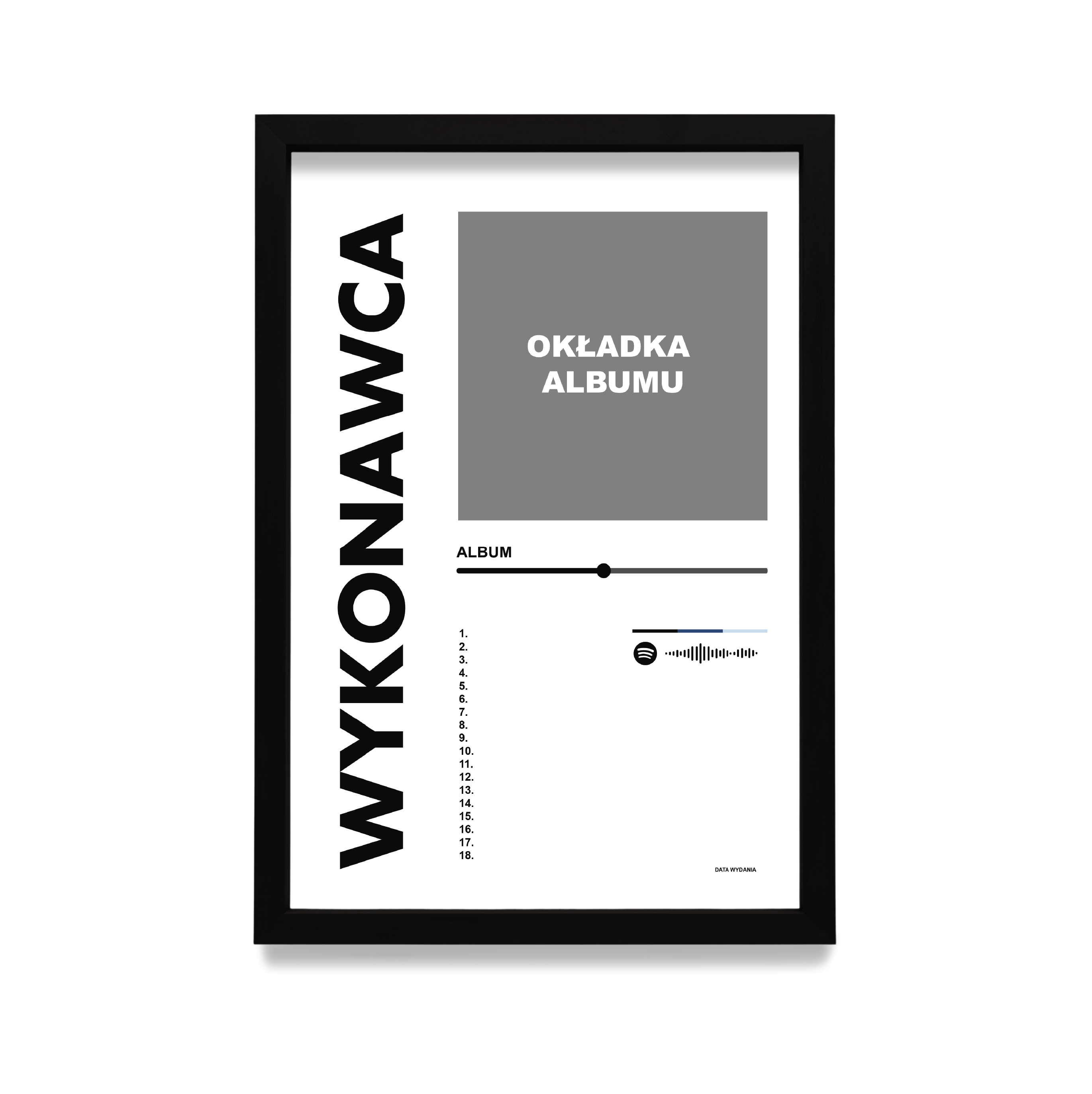 Personalizowany plakat z albumem muzycznym w czarnej ramie