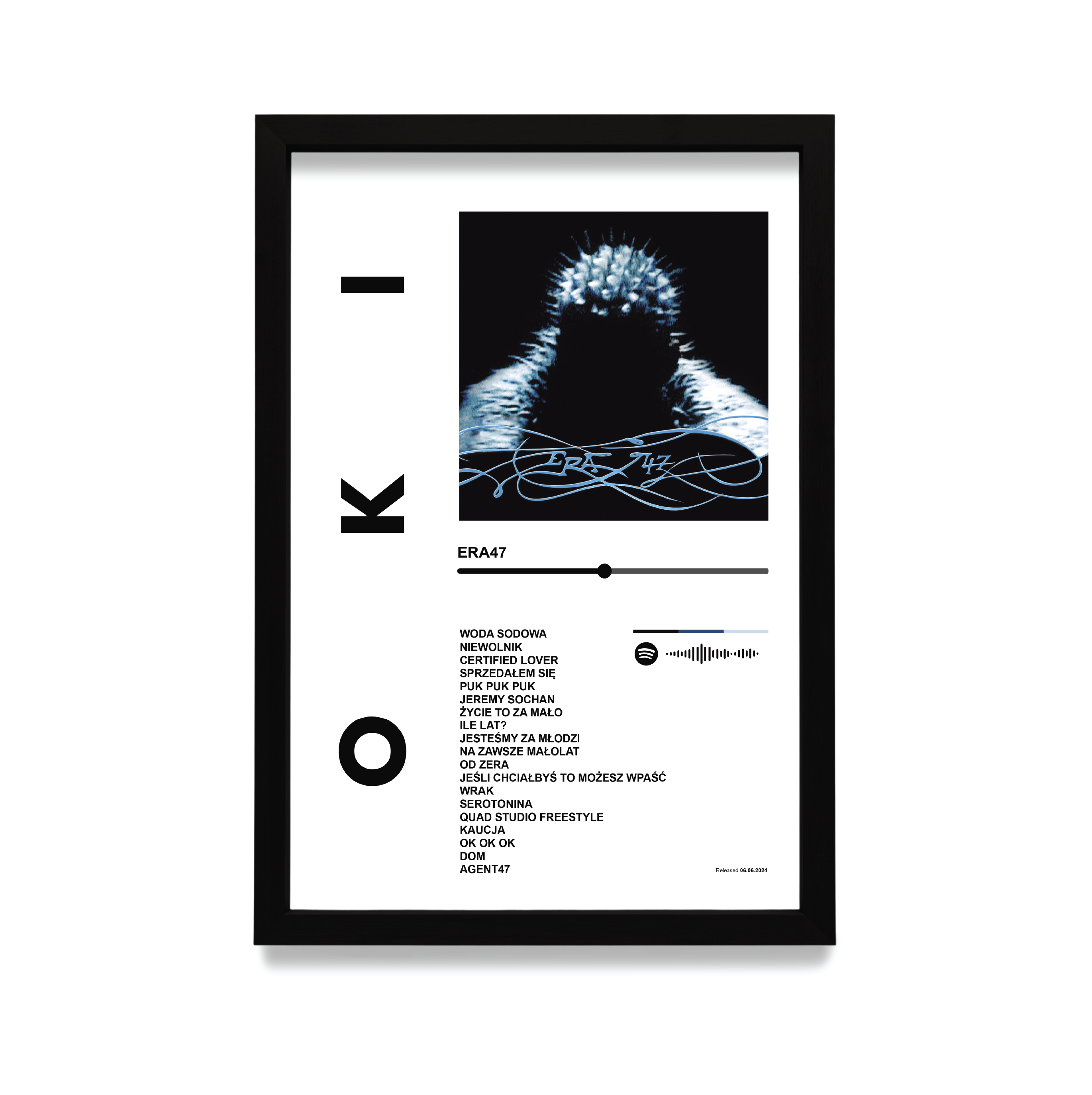 Personalizowany plakat z albumem muzycznym w czarnej ramie