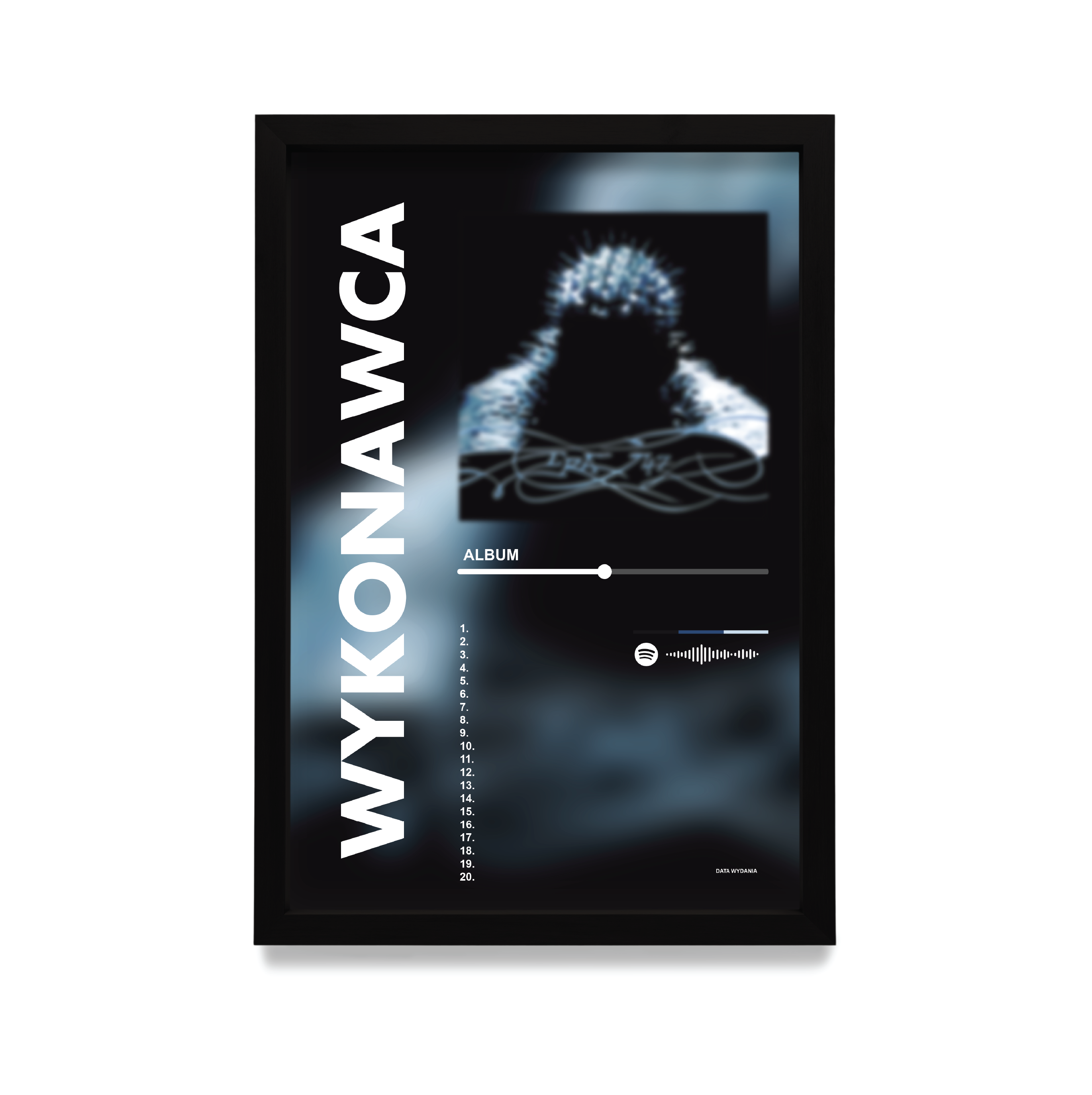 Personalizowany plakat z albumem muzycznym w czarnej ramie