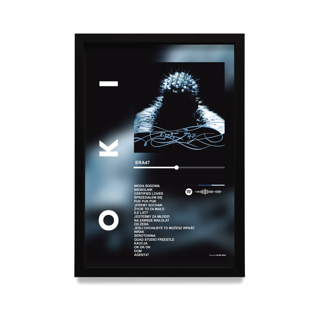 Personalizowany plakat z albumem muzycznym w czarnej ramie