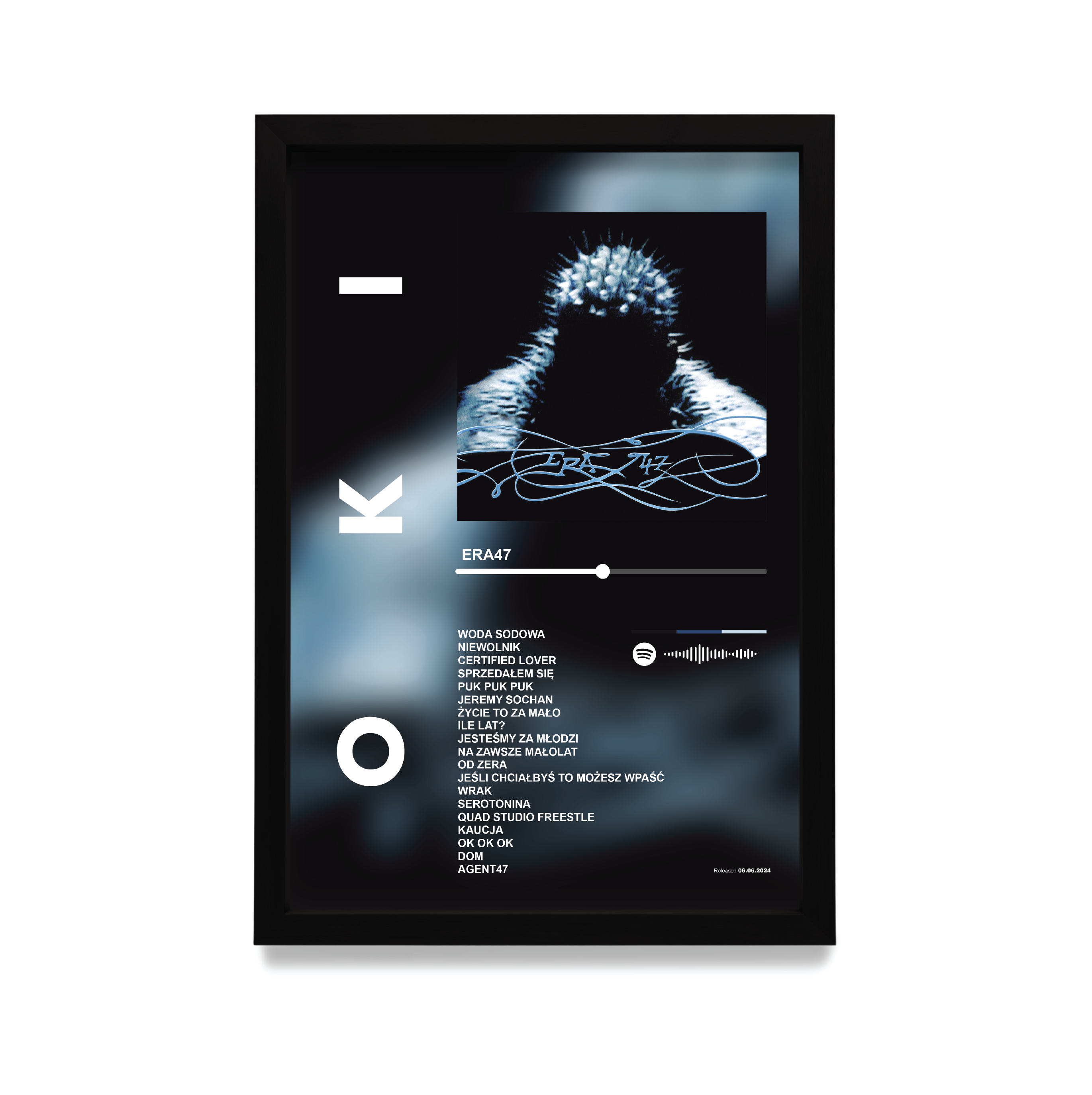 Personalizowany plakat z albumem muzycznym w czarnej ramie