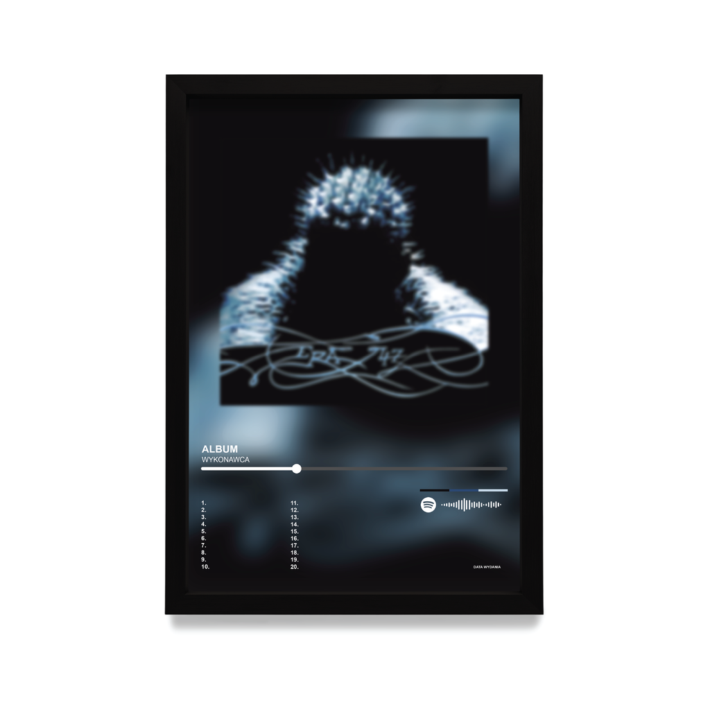 Personalizowany plakat z albumem muzycznym w czarnej ramie