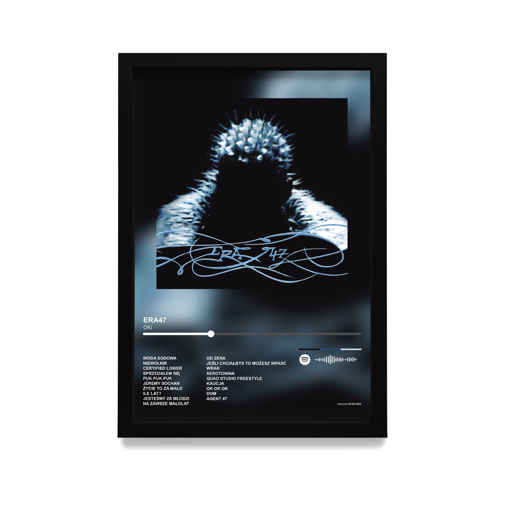 Personalizowany plakat z albumem muzycznym w czarnej ramie